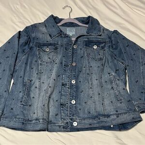 Denim Jacket with Heart Pattern